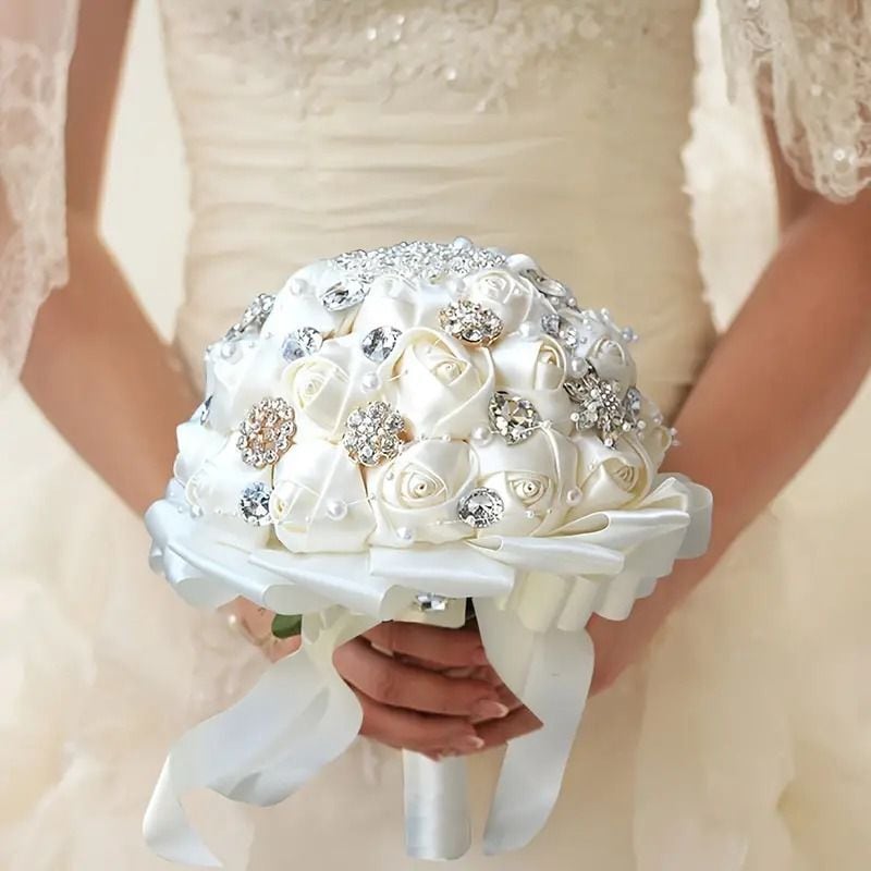 Gadpiparty ブライダルウェディングロマンチックブーケ 造花 花嫁ブーケ ブライズメイドブーケ ウェディングブーケ ウェディングバレンタインデ ｜Gadpiparty 仿真玫瑰花束 花嫁用フェイク ウェディング装飾に