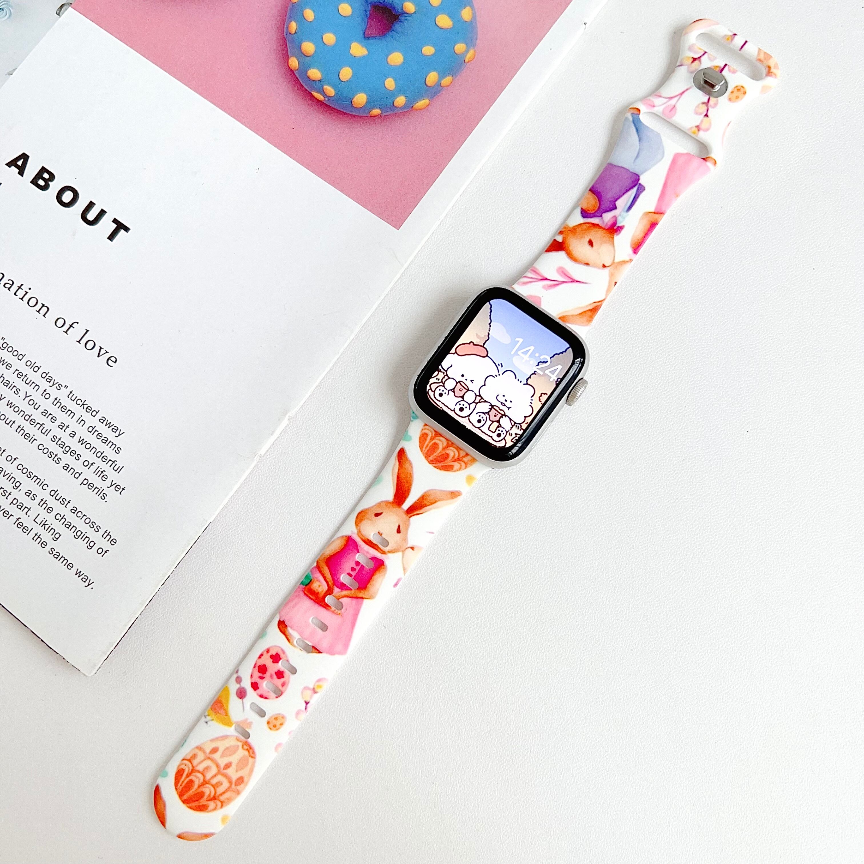 可愛い うさぎ Apple Watch シリコンバンド Series 11 10 9 8 7 SE対応