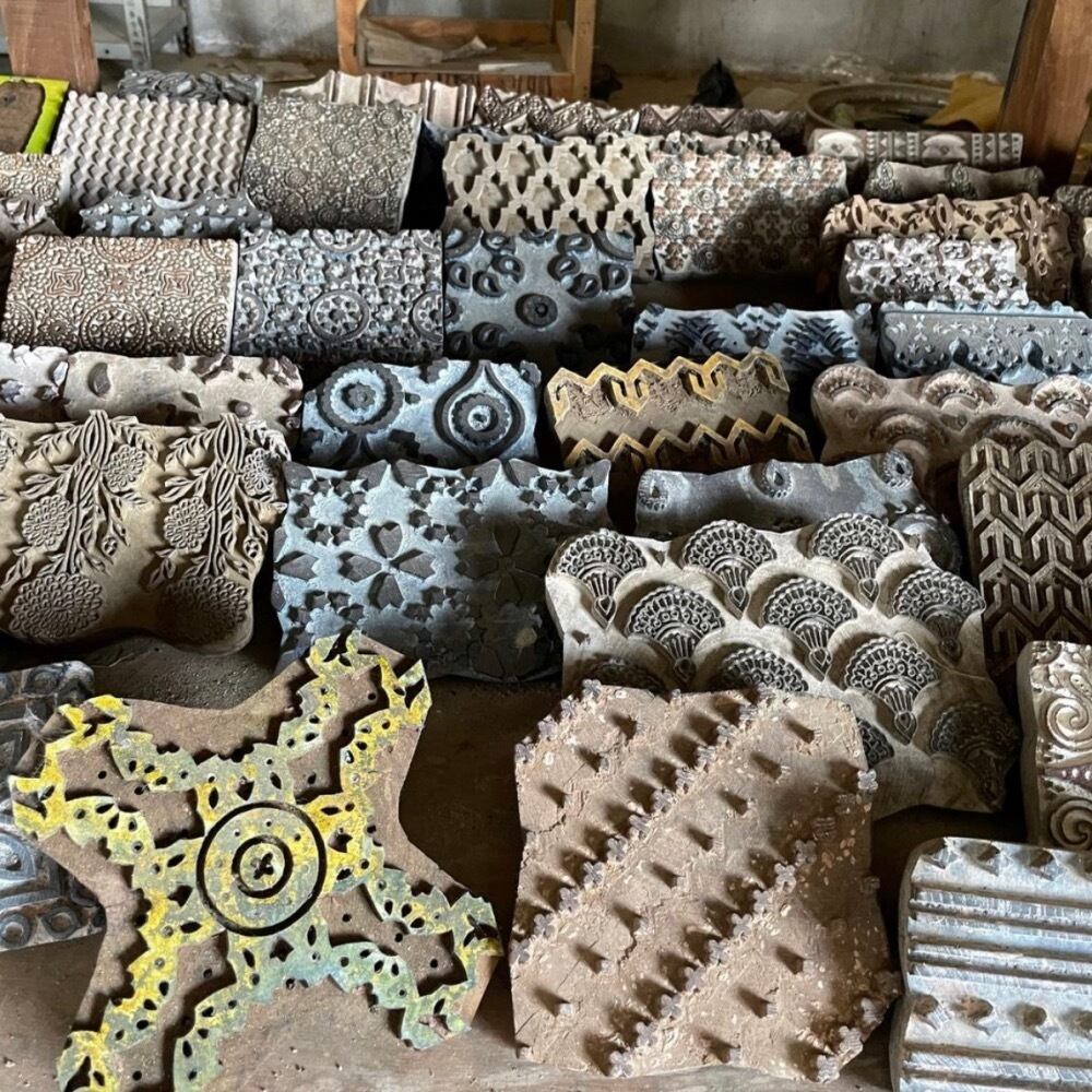 ストール アジュラック ブロックプリント モダールシルク F | アジアの