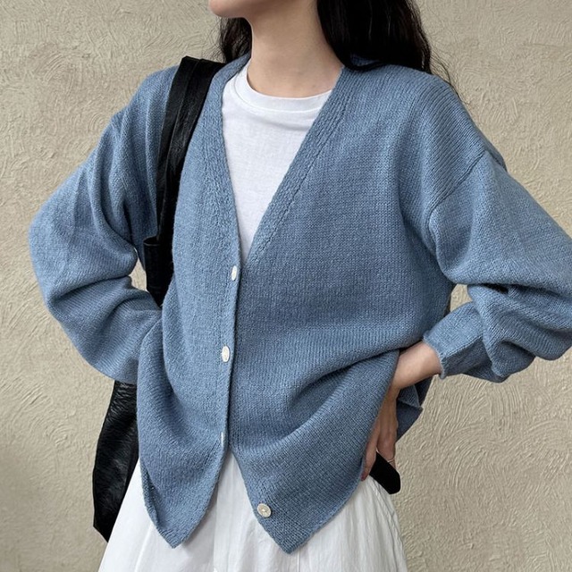 ふんわりニット　オーバーサイズ　Vネックカーディガン　3col　N00036