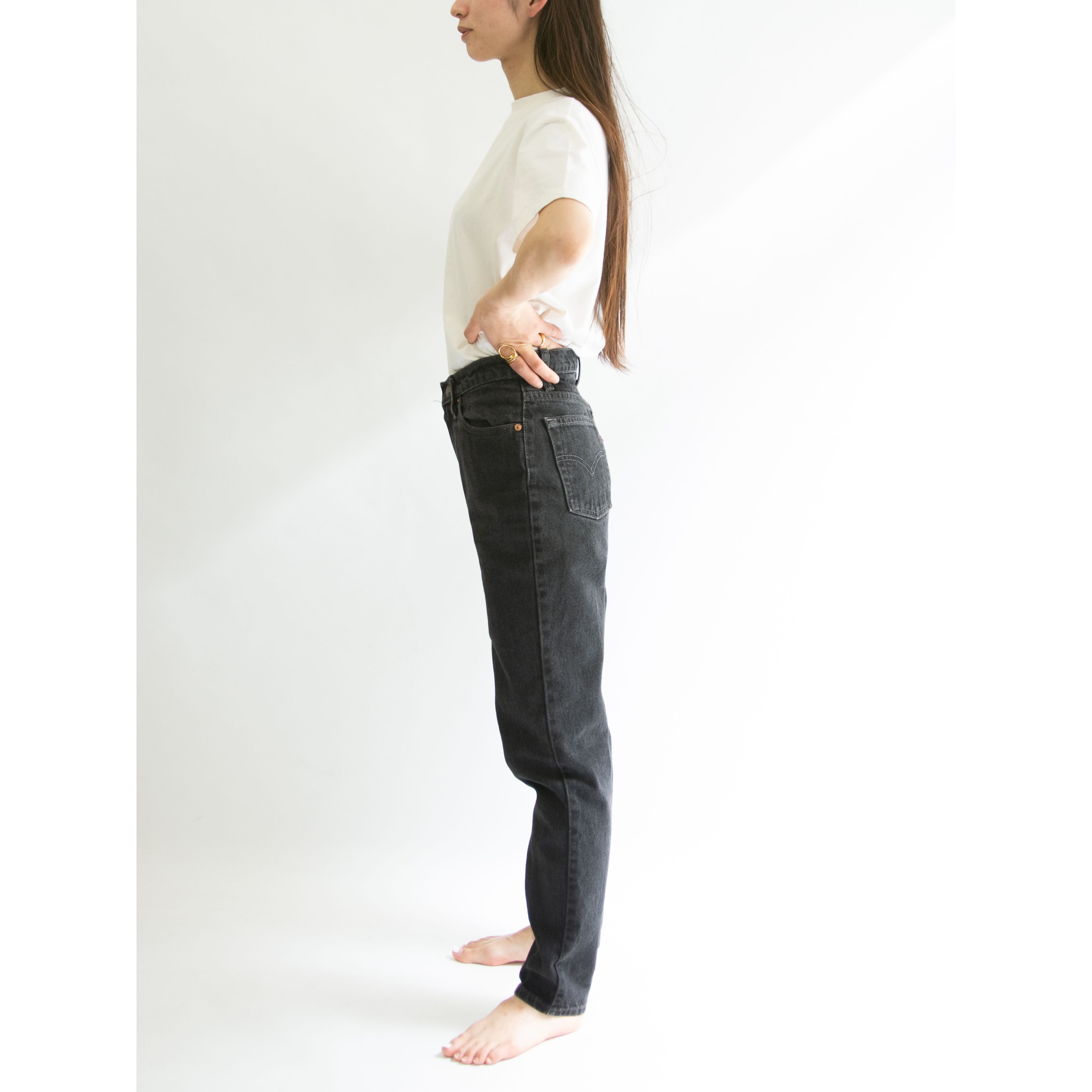 【LEVI'S 512】Made in U.S.A. 90's slim fit tapered leg denim pants S（リーバイス アメリカ製 スリムテーパード デニムパンツ ブラックジーンズ）1d