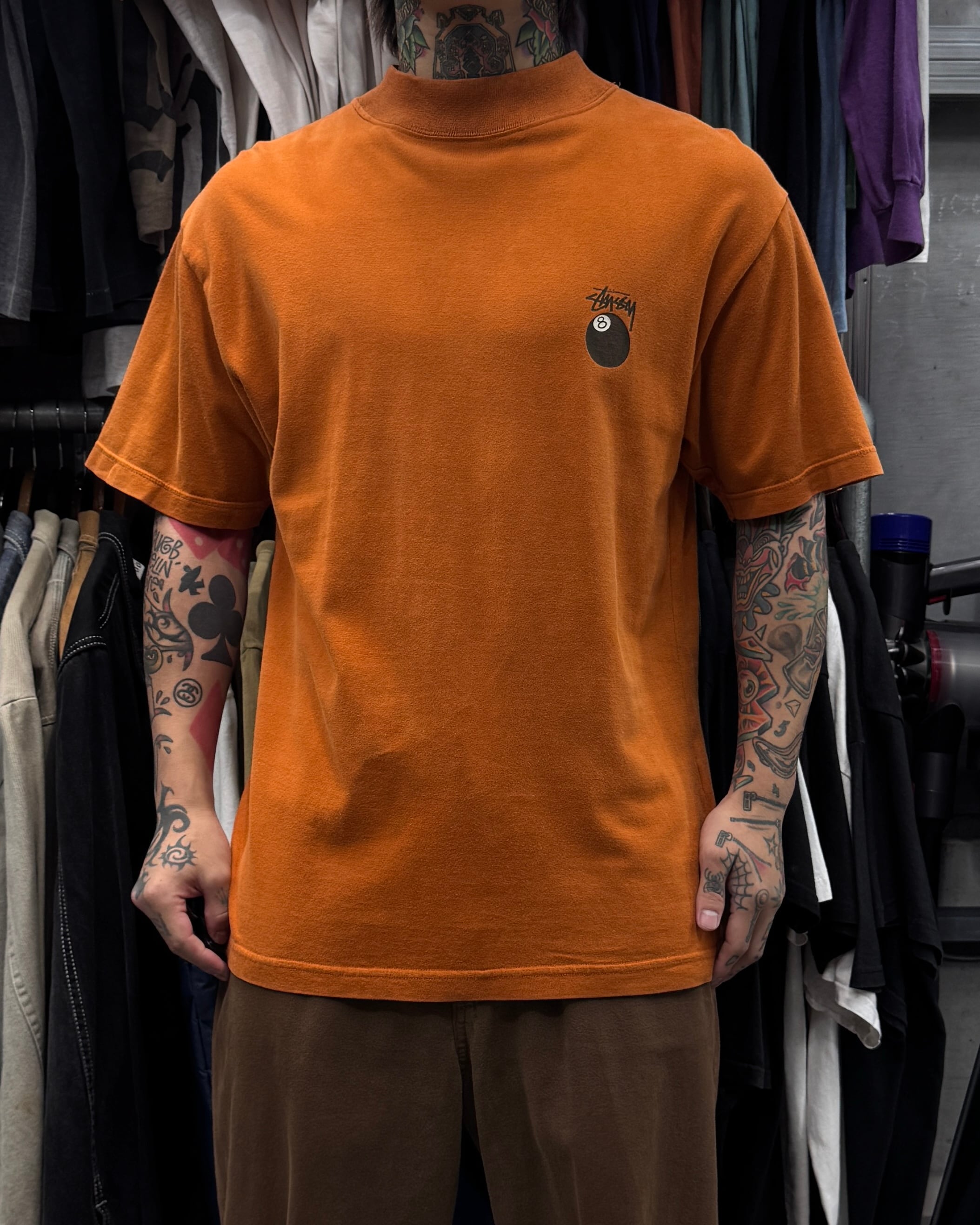 Old Stussy 80s モックネックTシャツ 80's~90's old stussy 8 Ball Mock Neck Tee “黒タグ” “8ボール” “レア