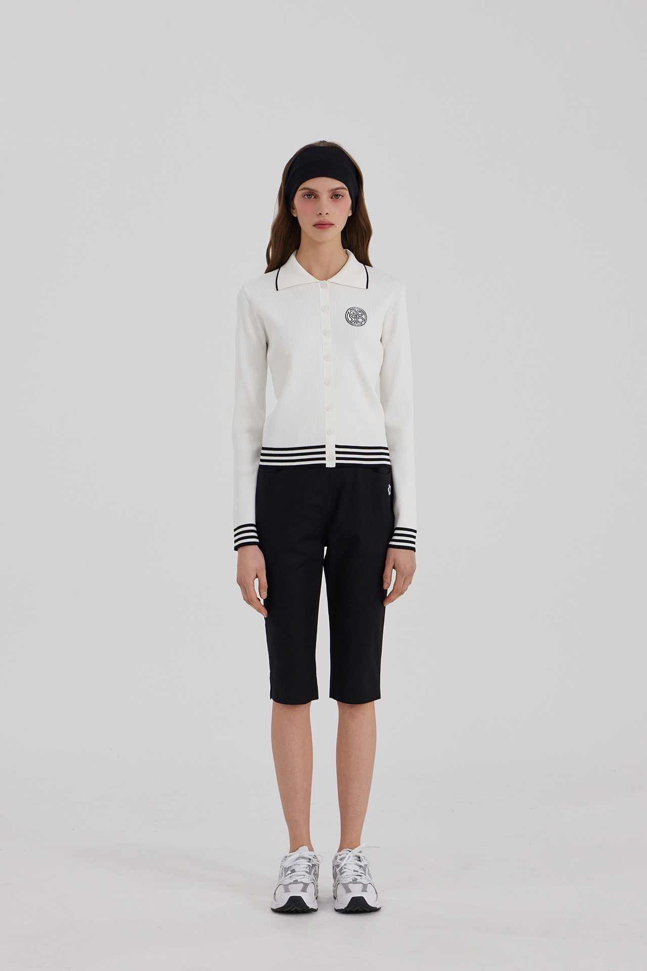 GOXO ゴーエックスオー クラシックロゴ ニット カーディガン ホワイト