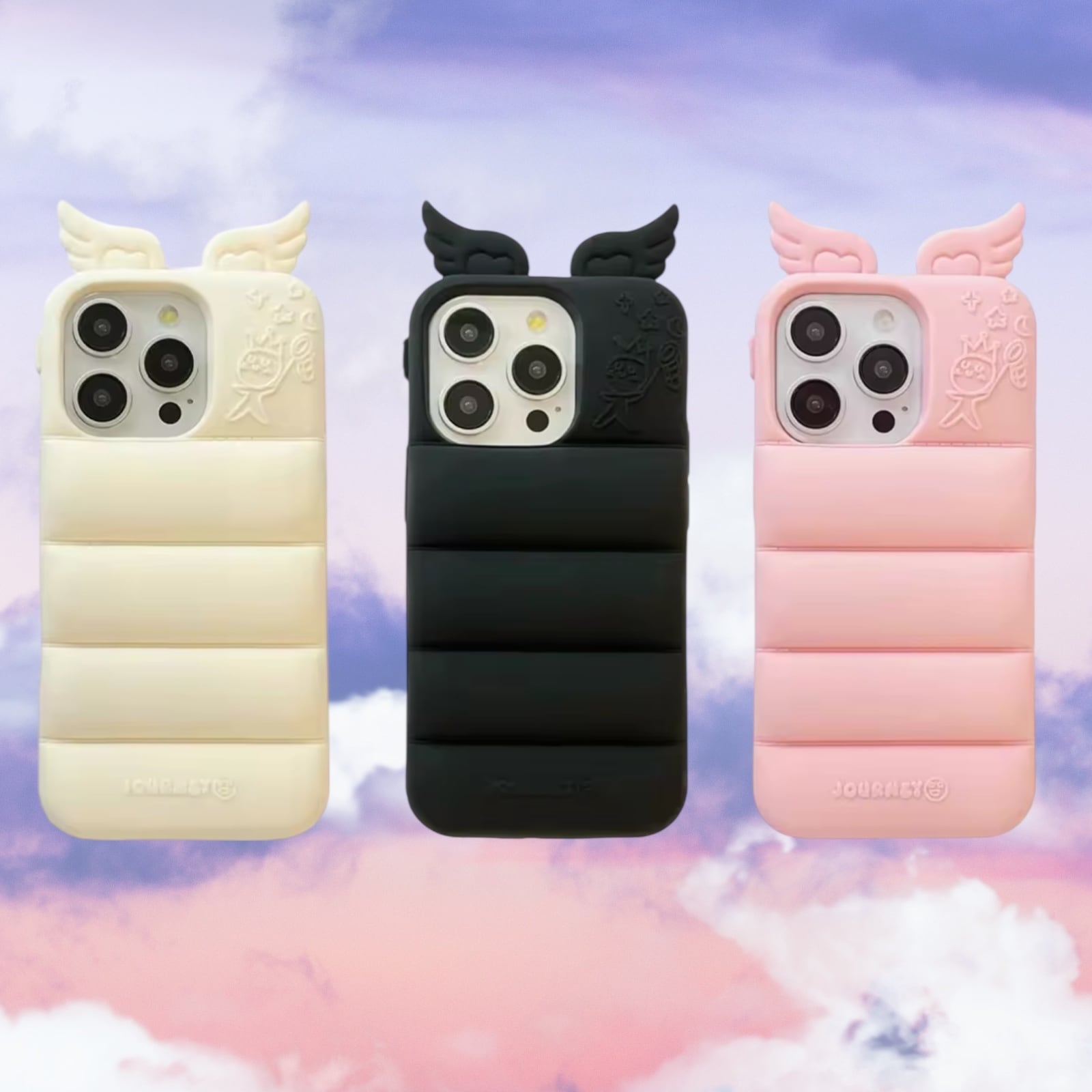 天使 羽 シリコン iPhoneケース (ピンク/ブラック/ホワイト