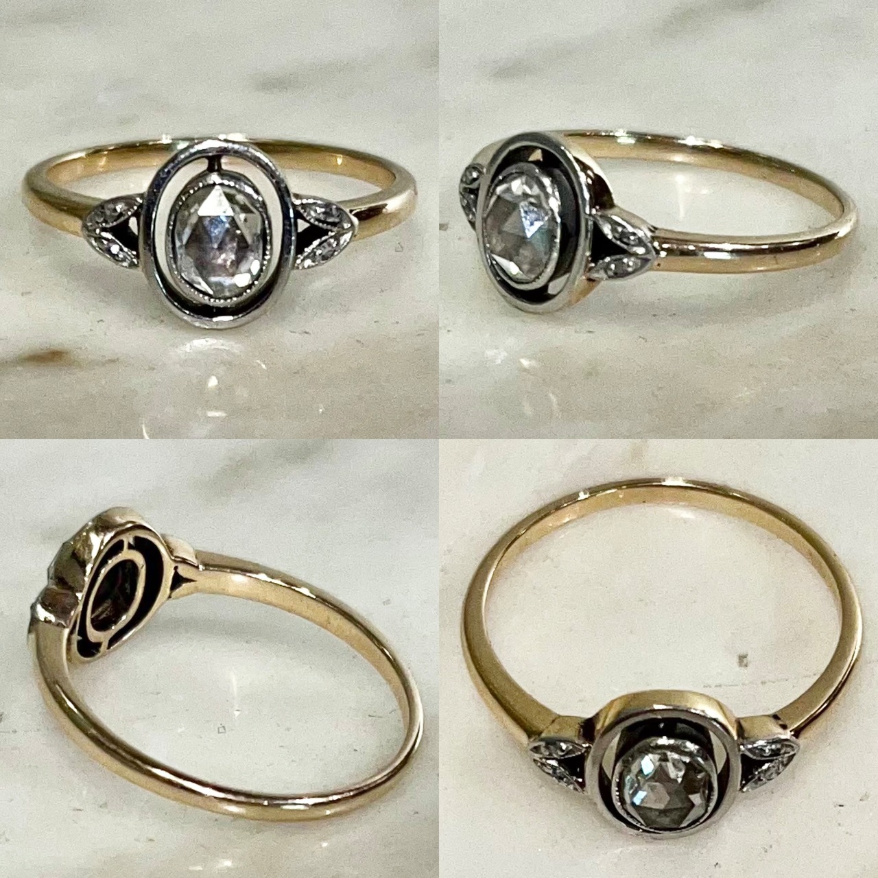 antique 18ct gold rose-cut diamond ring