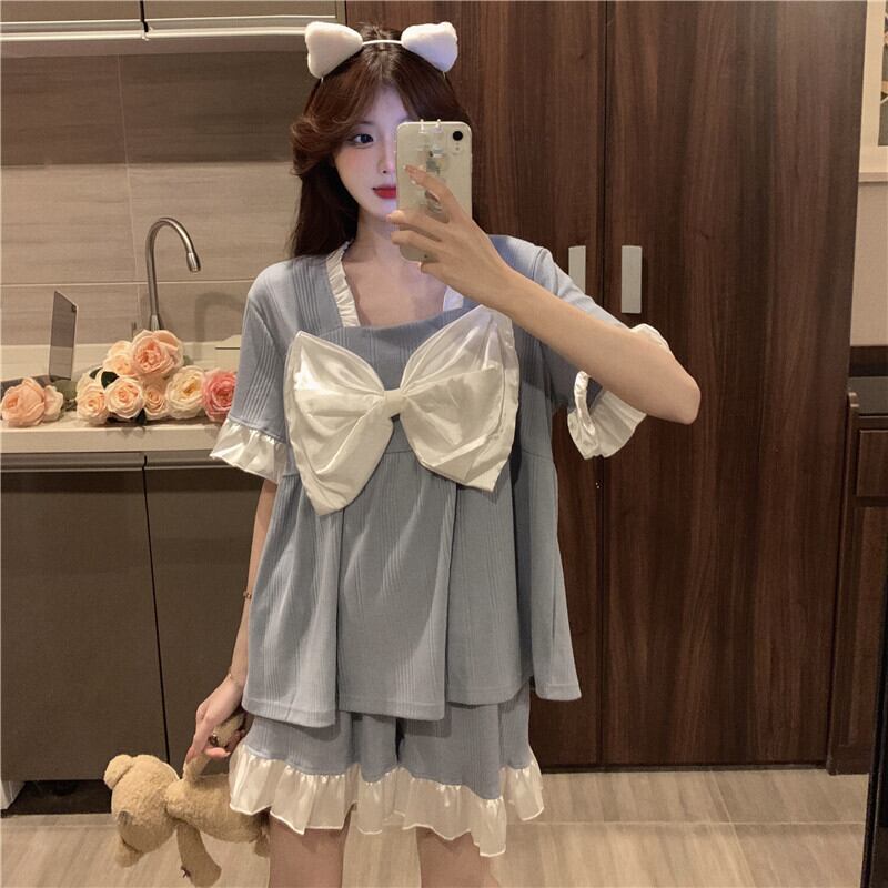 サマー薄手リボンルーズショーツ 大人ガーリー スウィート キュート カジュアル 夏物 ブルマー シルク ブラックストロベリース71290700150