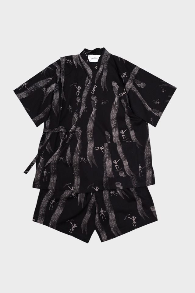 〈 michirico 25SS 〉 My dear Mexico TEX Jinbei "甚平" / ブラック / L (115-130)〜XL (130-140)