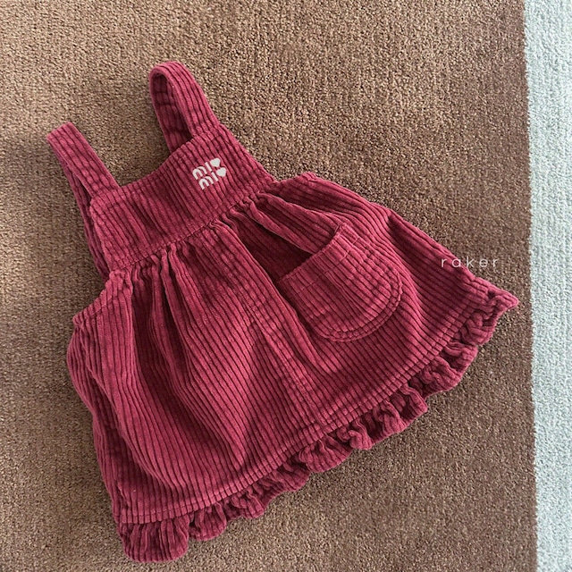 【取寄】raker|mimi jumper skirt (red)|ミミジャンパースカート(レッド)|XS-L|kids|26 autumn