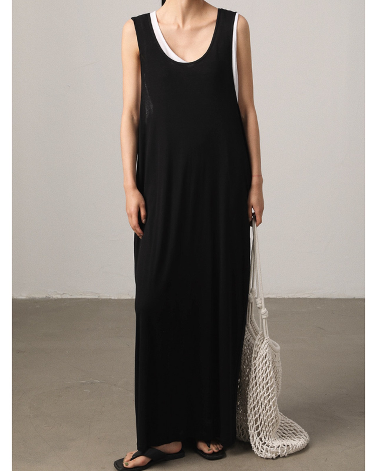 Basic u-neck sleeveless maxi one-piece L0077