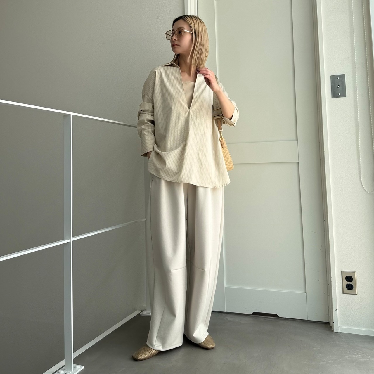 ピンストライプスキッパーBL/イエロー