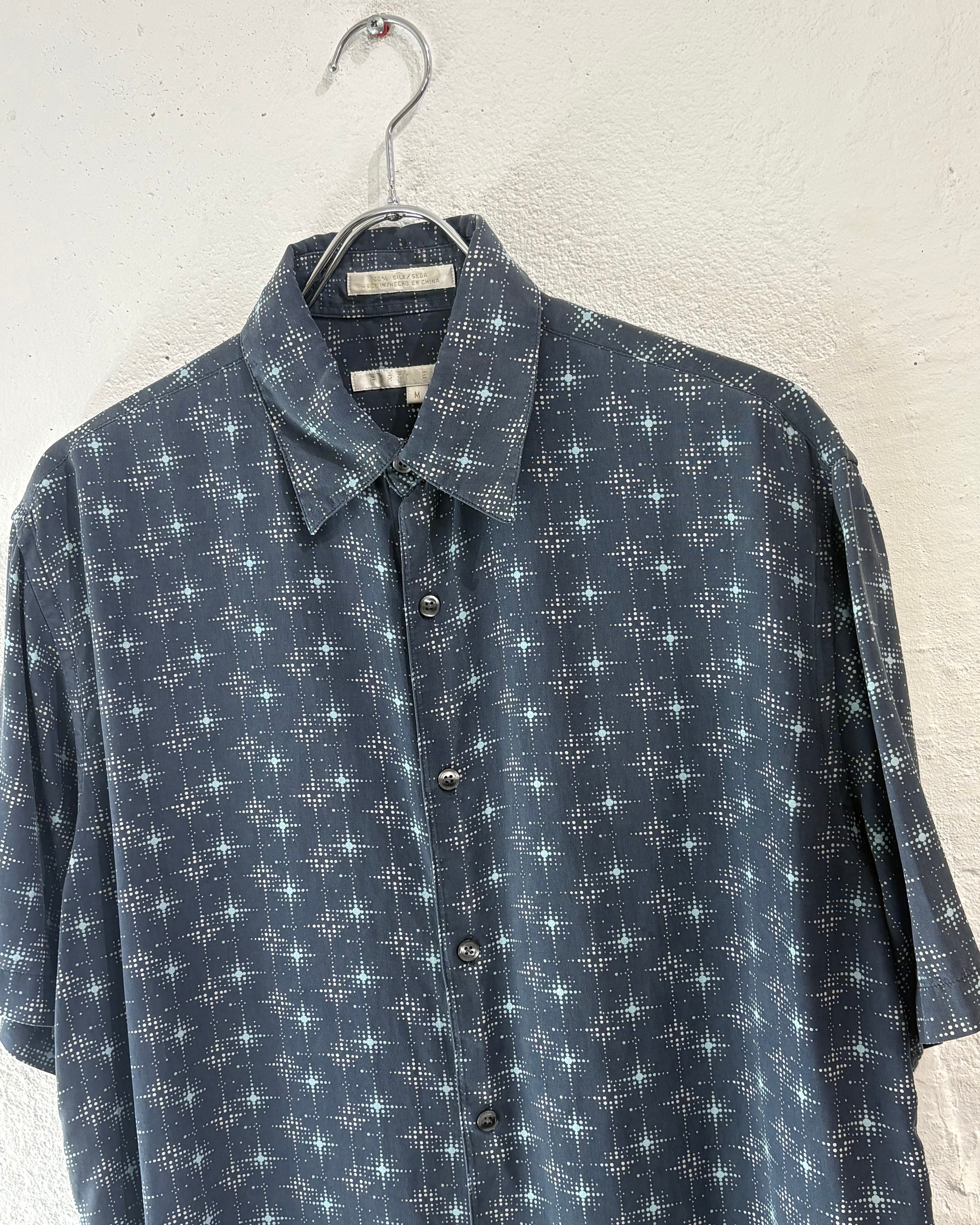 90s PERRY ELLIS Total Pattern S/S Silk Shirt