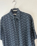 90s PERRY ELLIS Total Pattern S/S Silk Shirt