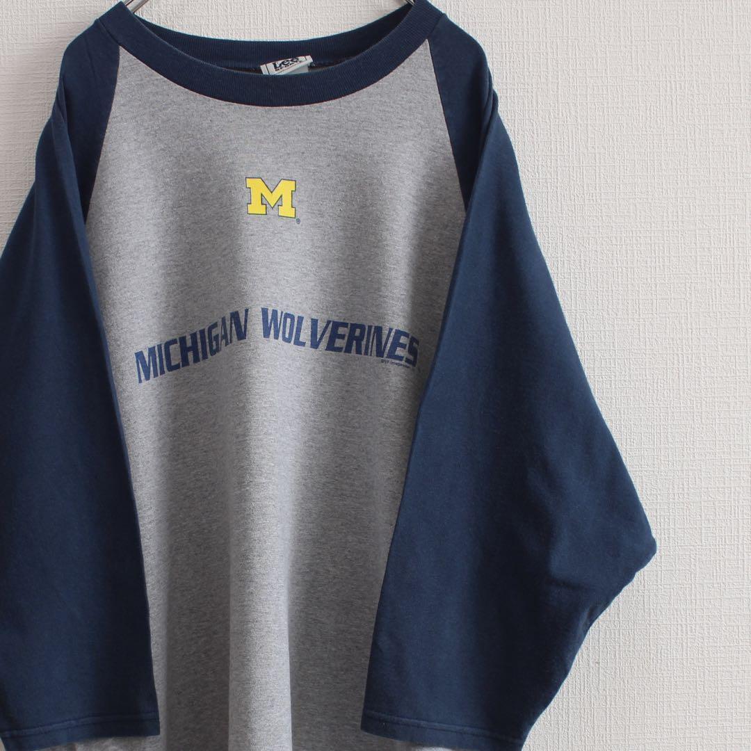 【Lサイズ程】90s~00s Lee × MICHIGAN WOLVERINES ミシガン大学 古着 七分Tシャツ