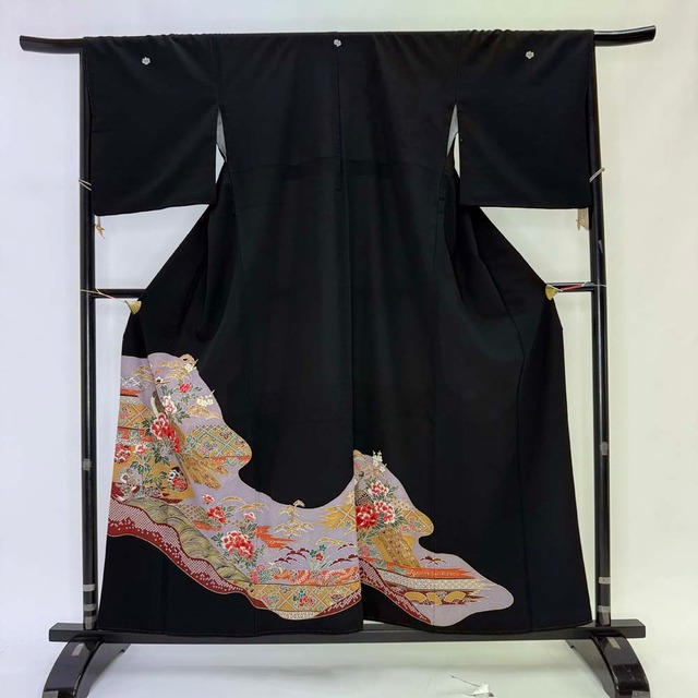 1000円台着物 黒留袖 リサイクル着物 安い リメイク 中古 礼装 ポリエステル リユース 4990
