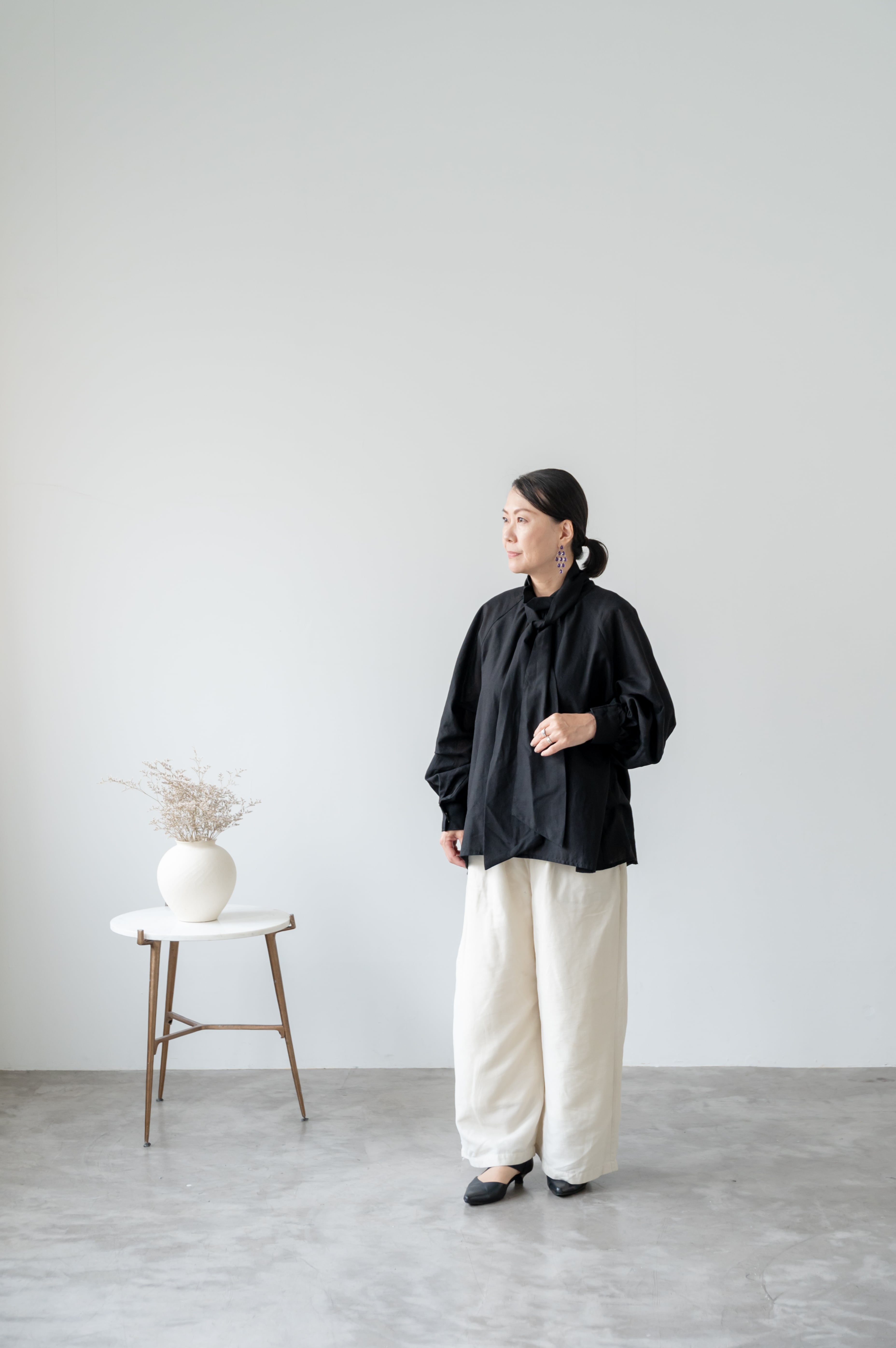 ORIENTAL GATE】 シルクコットン薄手 ボータイブラウス | ネパール発