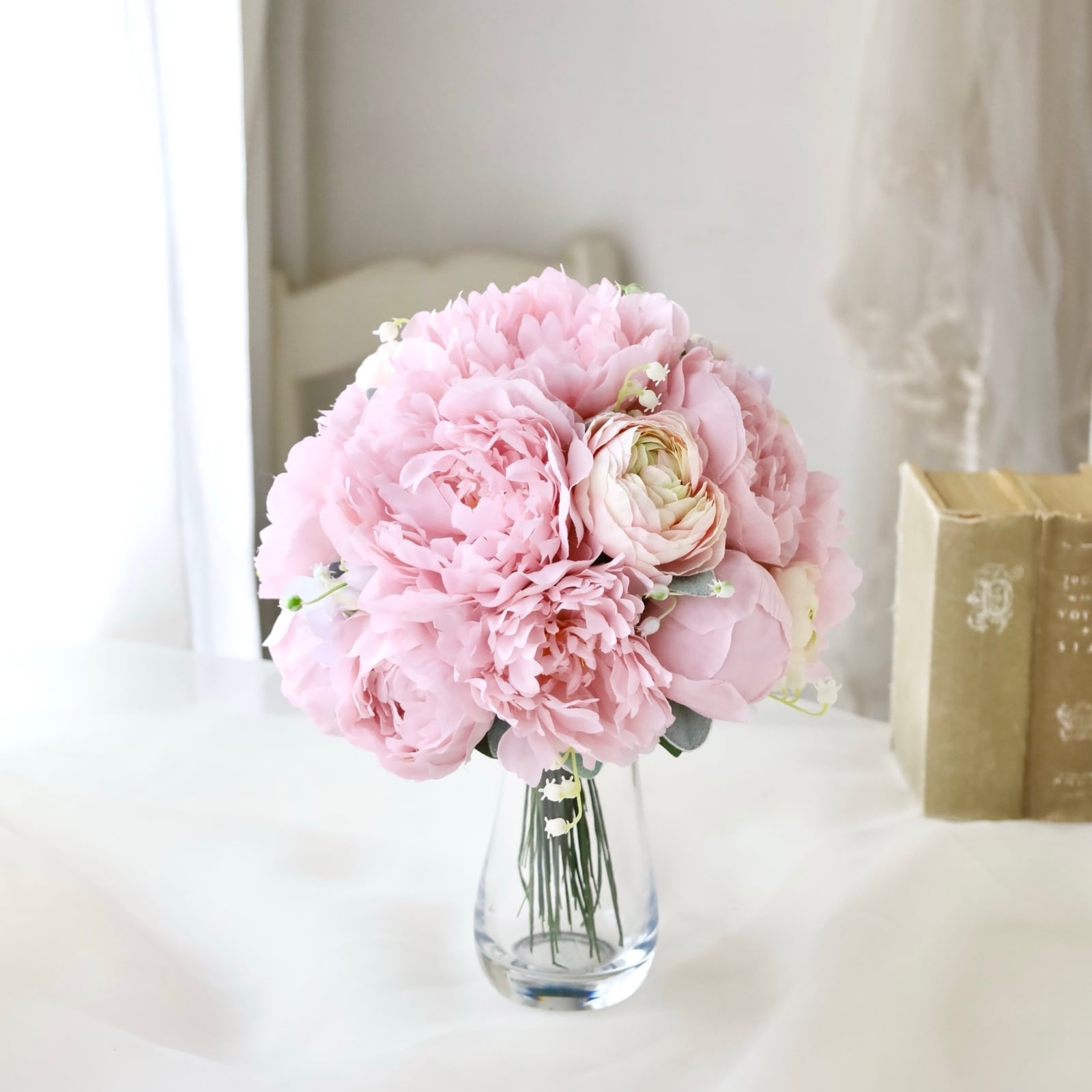 ブーケ ブートニア付 アーティフィシャルフラワー 芍薬 ピオニー