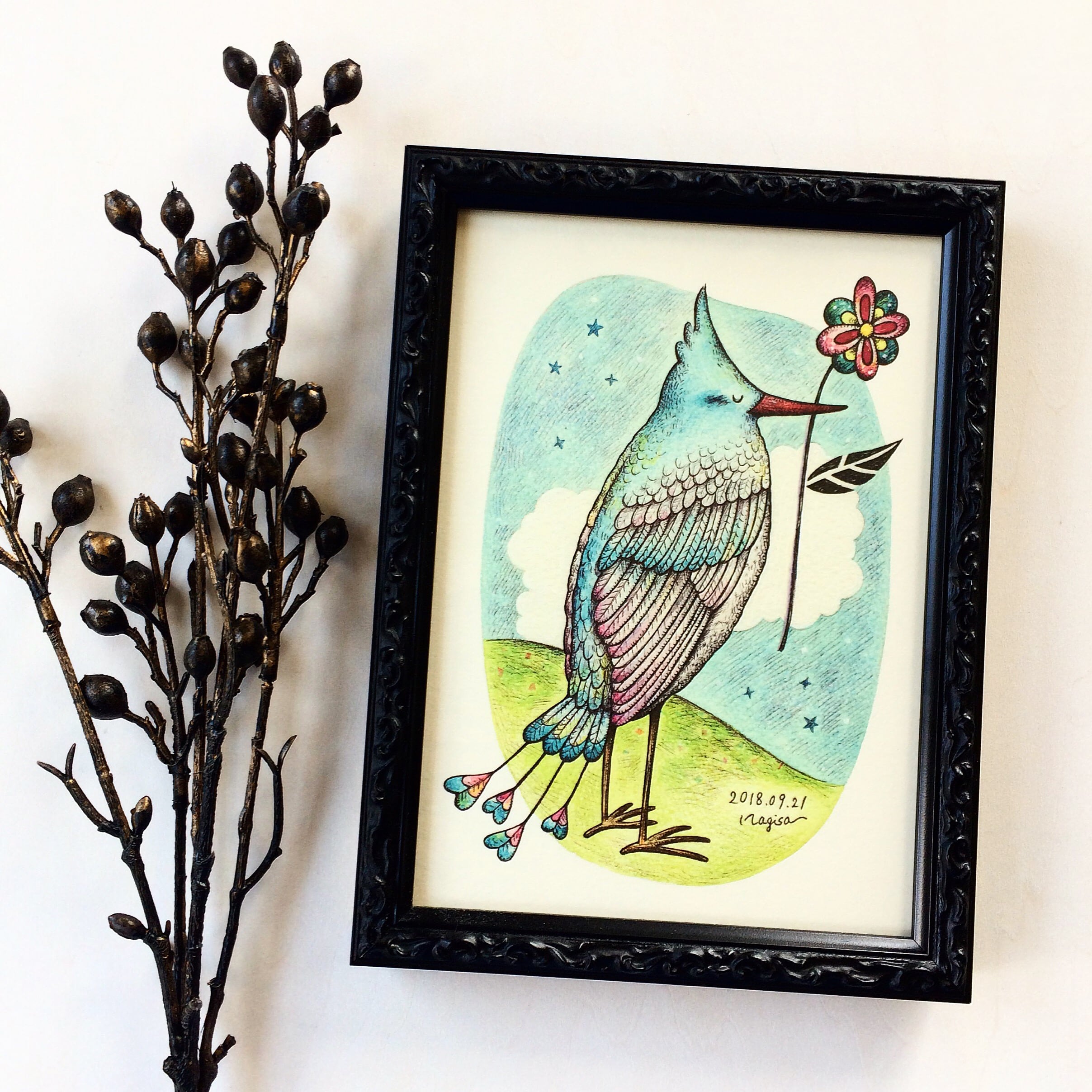 プリンセスハウス  絵画　青いリボン　バラブーケ　額縁 プリンセスハウス 絵画 青いリボン バラブーケ 額縁 プリンセス