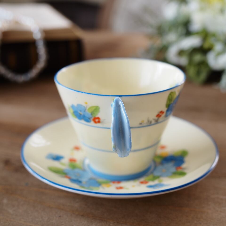 英国Paragon】パラゴン プリムローズボーダー フラワーハンドル カップ