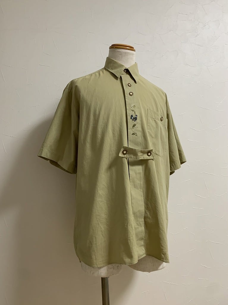 1980~90's Euro Embroidery Short Sleeve Tyrolean Shirt