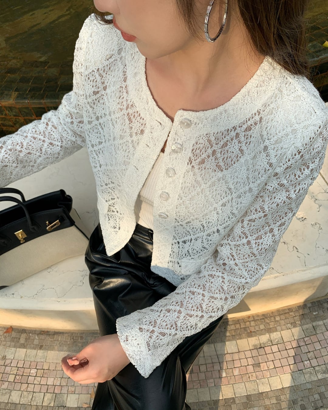 パールボタンレースショートジャケット l5184