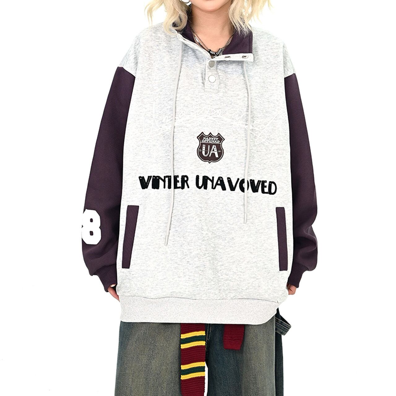 カレッジバッジスナップハーフスウェット 2col R01014