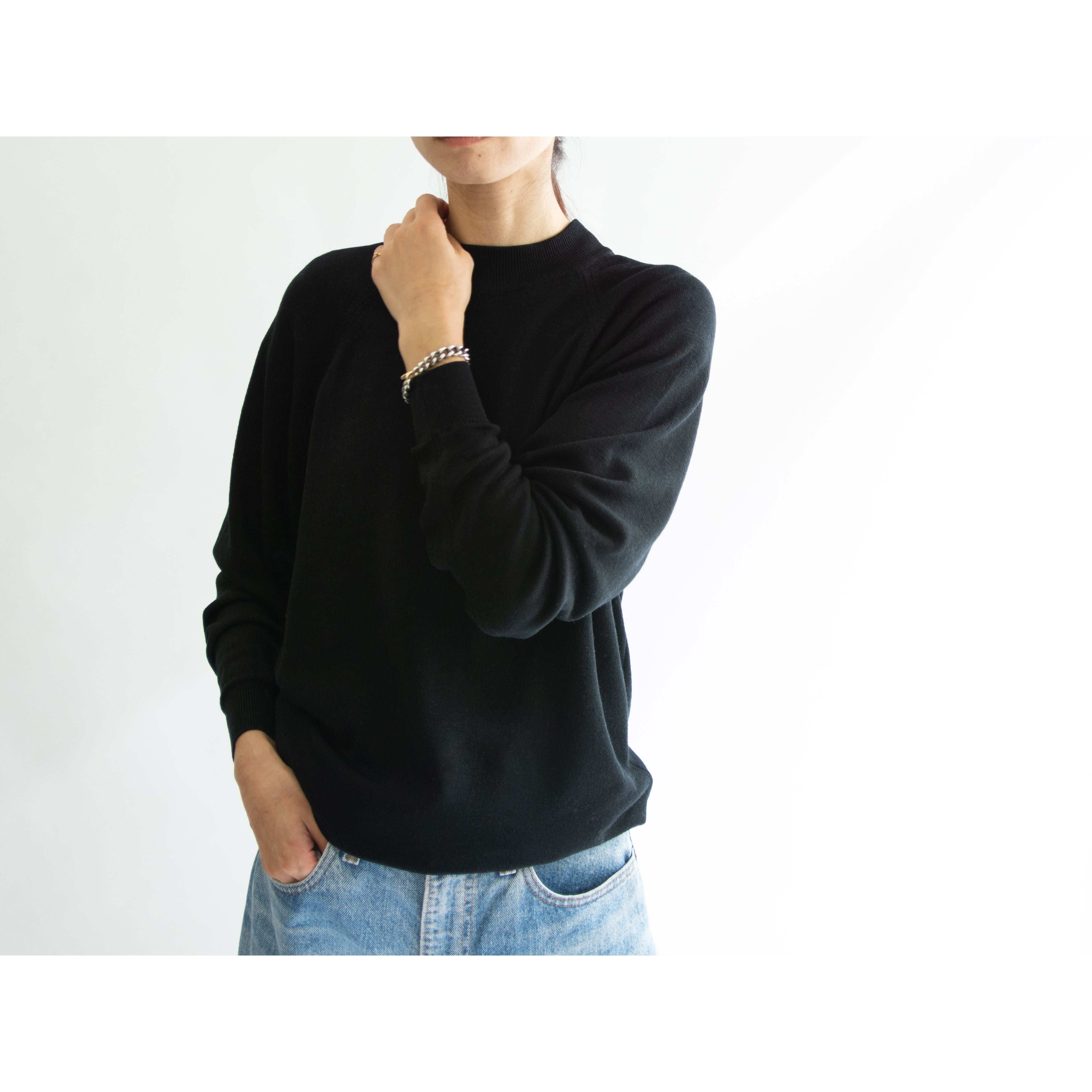 【HODGSON】Made in Scotland 100% merino wool mock neck sweater（ホジソン スコットランド製 メリノウール モックネックニット）10d