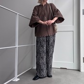 【受注予約：6月上旬入荷予定】スラブキーネックたぽ袖SH/モカ