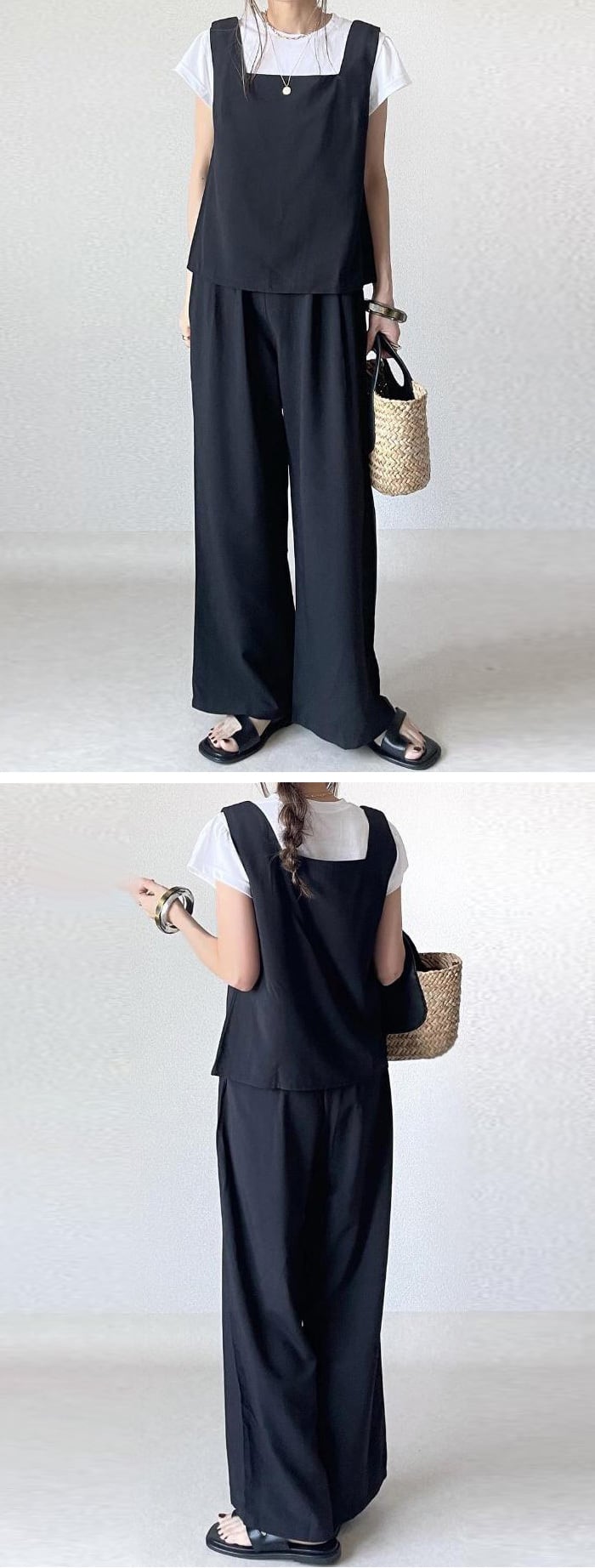 セットアップ レディース カジュアル 夏 パンツドレス 2点セット