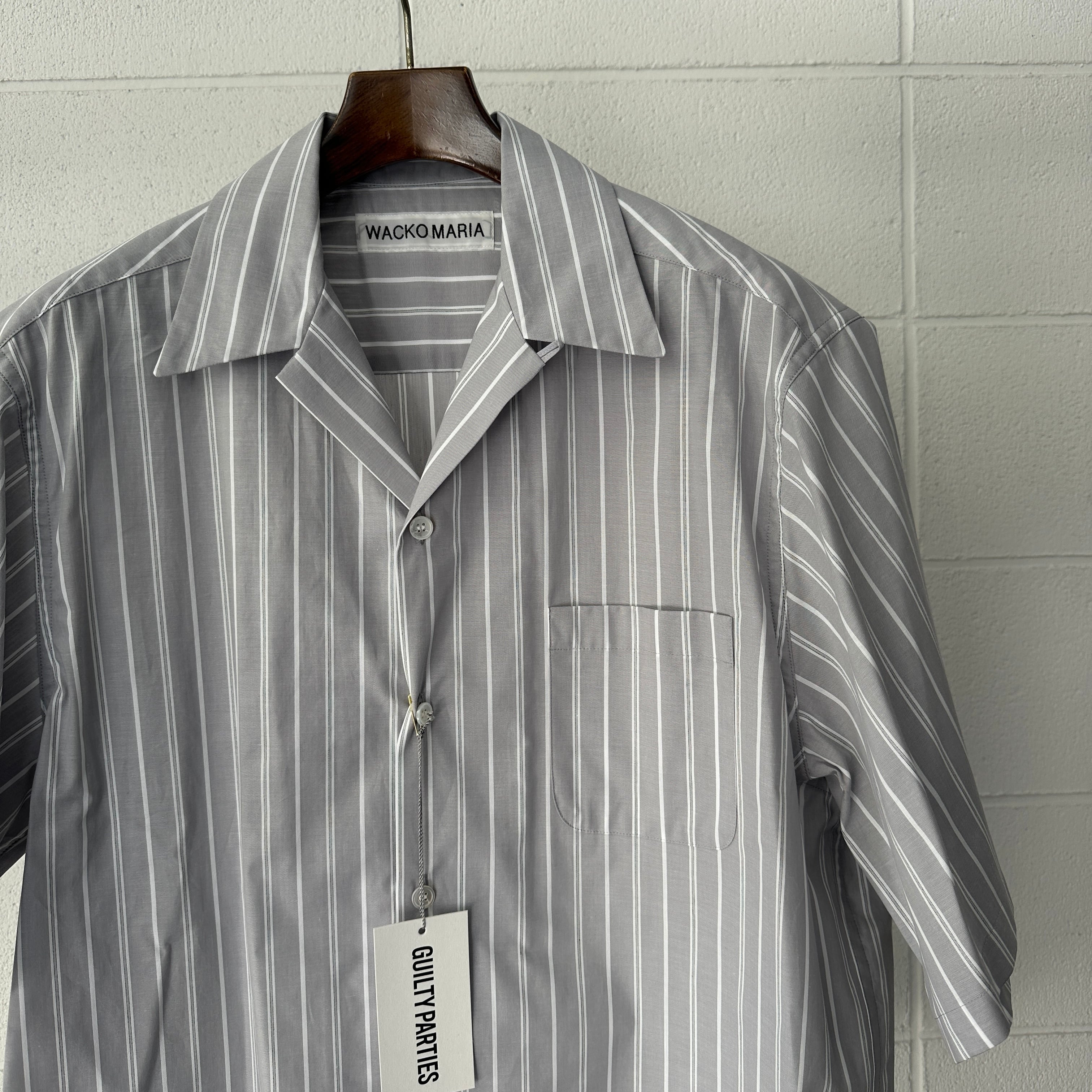 WACKOMARIA STRIPED OPEN COLLAR SHIRT | integral