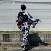 RumiRock 反物 ゆかた「白鳥」　[A1610]