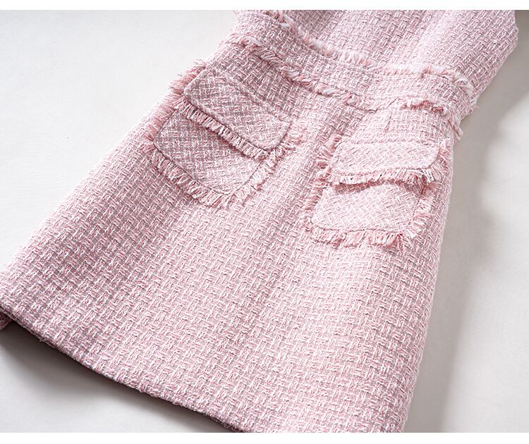 yu様着用】ポケット付きピンクツイードワンピース | ROSE AURA