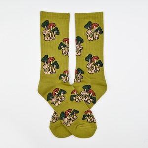 Mushroom icon crew socks マッシュルームアイコン クルーソックス