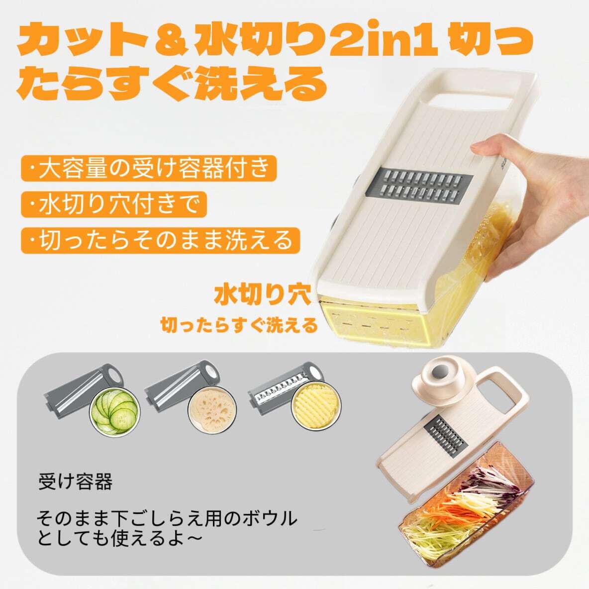 B168.【ベストセラー・人気】6in1千切り器 多機能野菜スライサー