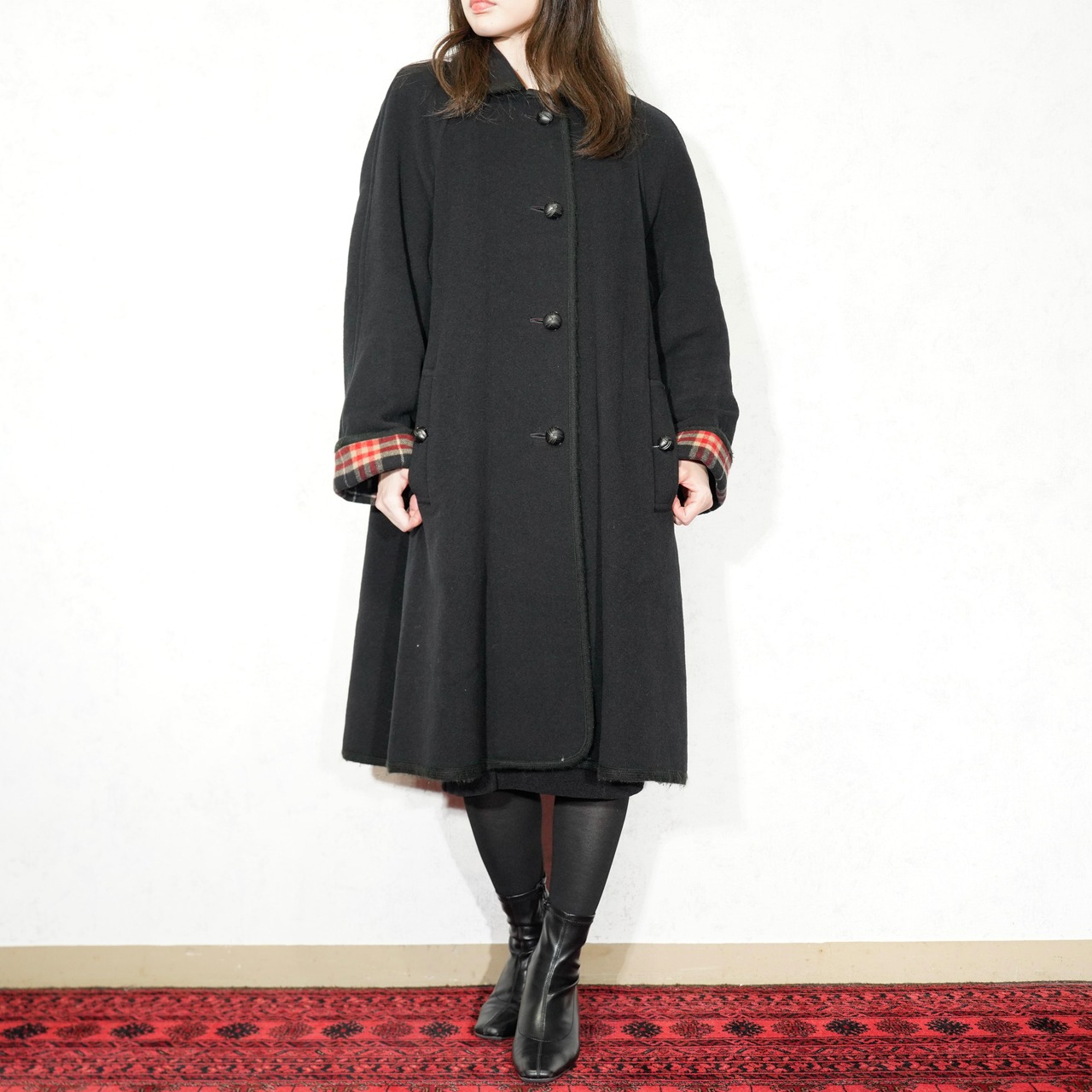 BURBERRY LONDON CHECK PATTERNED DESIGN WOOL OVER COAT MADE IN 