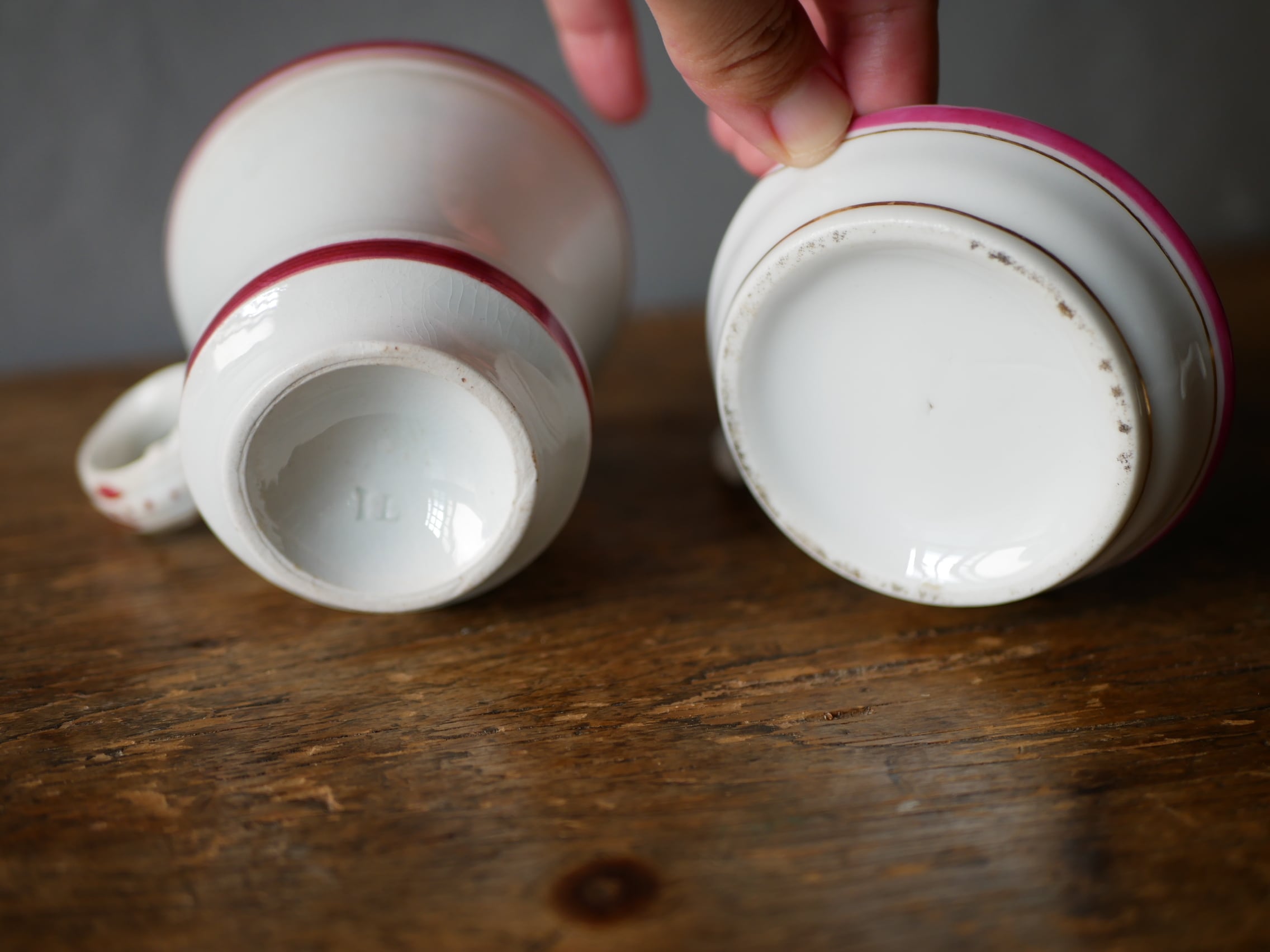 アンティーク ブロカント フランス ブリュロ カップ 珍しいソーサー付きのブリュロカップ フランスアンティーク