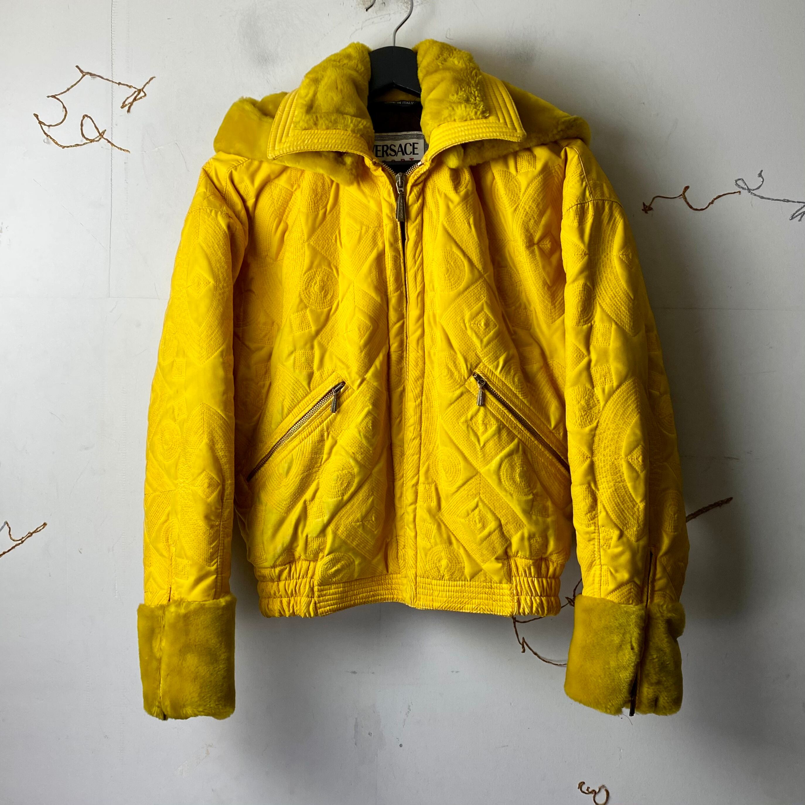 vintage VERSACE SPORT geometric quilting blouson with detachable 