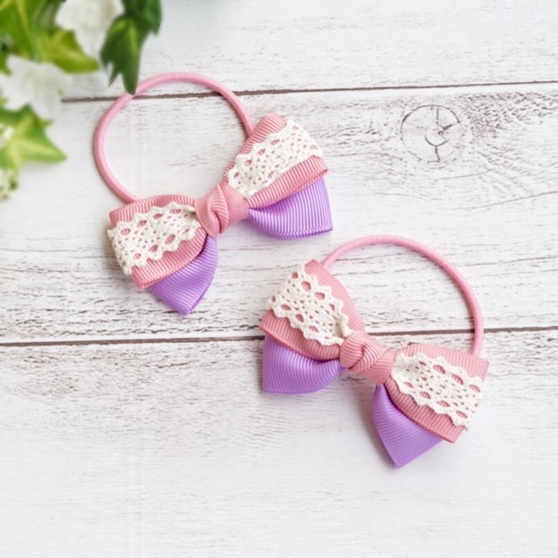 レースリボンのヘアゴム | 大人かわいいピンクのアクセサリー akiko pink