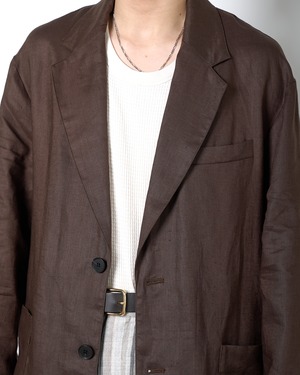ssstein "LIGHT LINEN EASY SINGLE BREASTED JACKET〔BROWN〕"