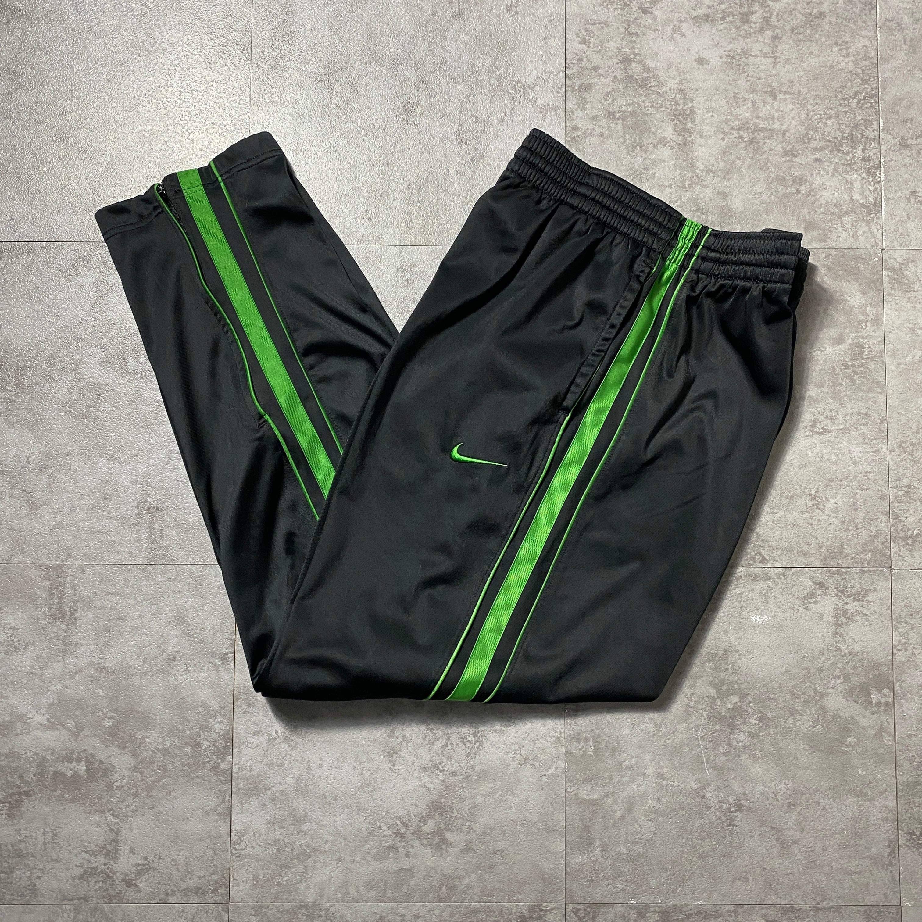 00's NIKE ナイキ スウォッシュ 刺繍ロゴ サイドライン ブラック 黒