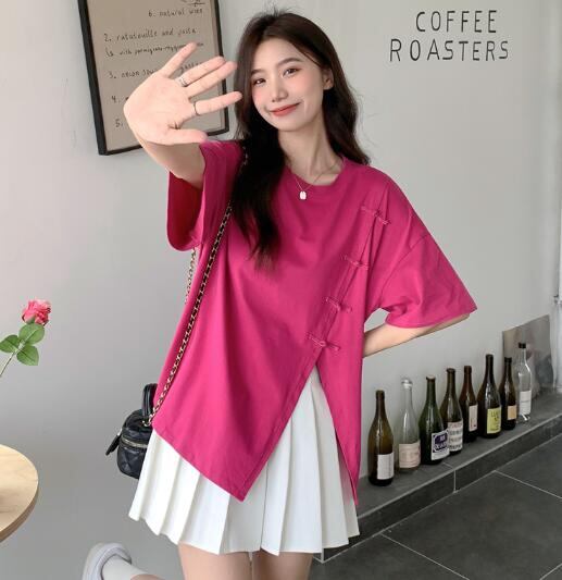 夏ファッション トップス Tシャツ 半袖 スリット レディース