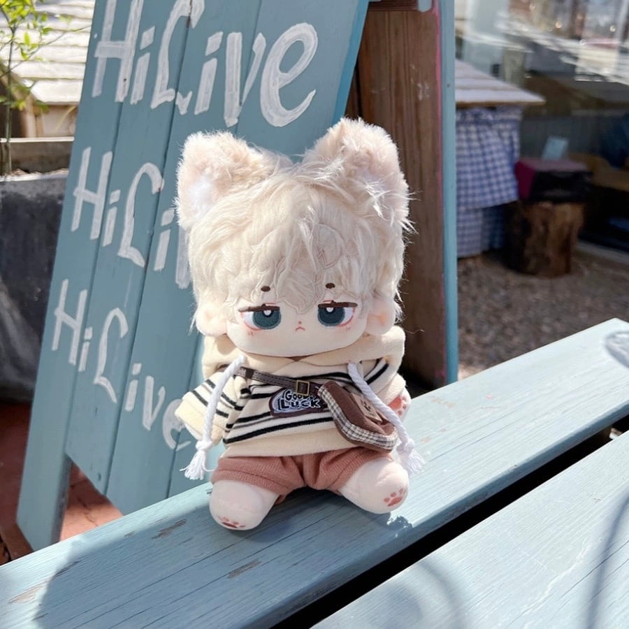 15cmぬい服】ボーダースウェットコーデ 着せ替えぬいぐるみ