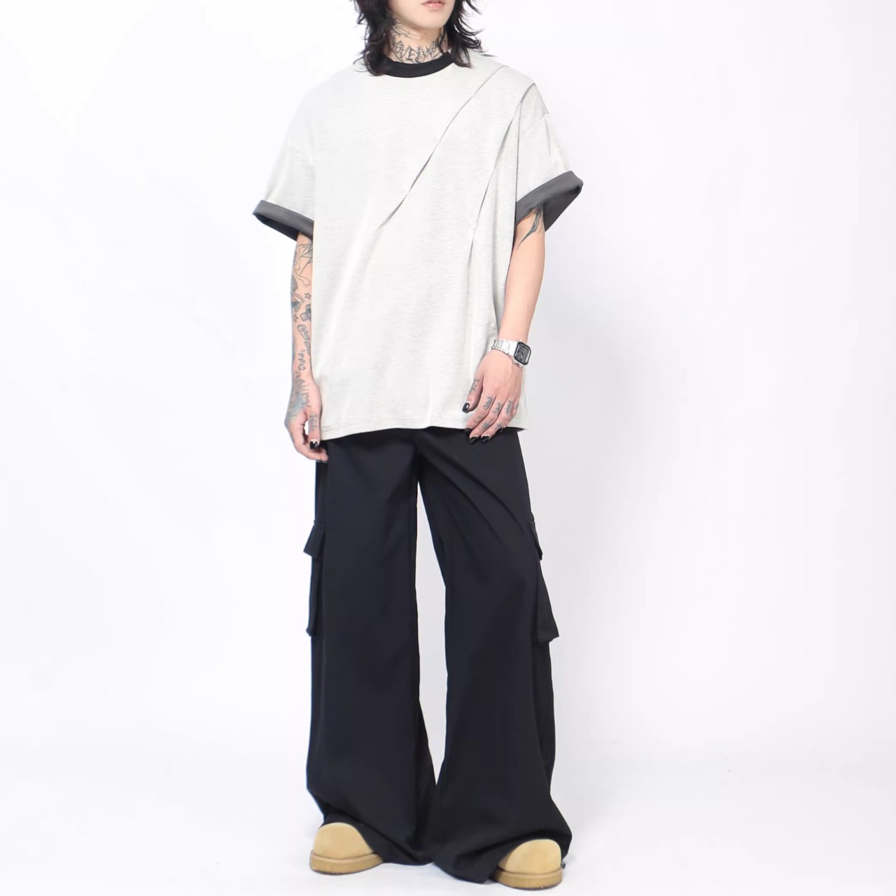 バイカラー ステッチアクセント ハーフスリーブ  　TB1823・画像4