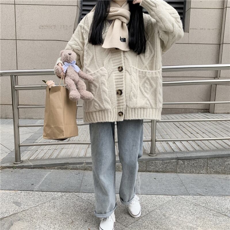 セーター コート スタイルルーズニットカーディガントップス ウィンター 冬物 萌量不足13527513730