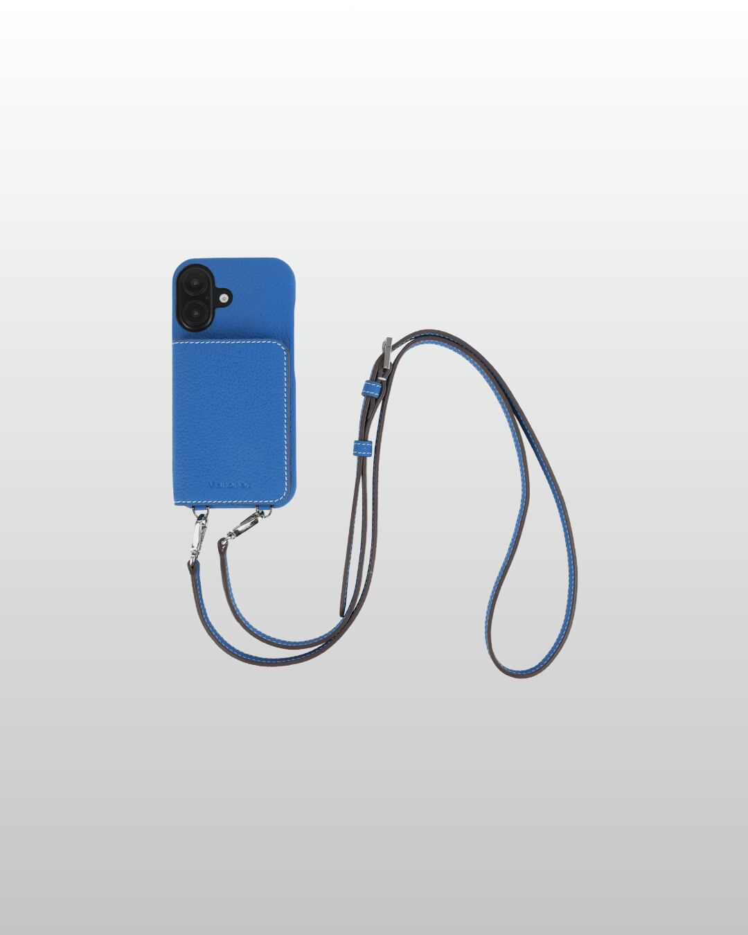 【iPhone16シリーズ】バックカバー型ケース ストラップ付 ブルー