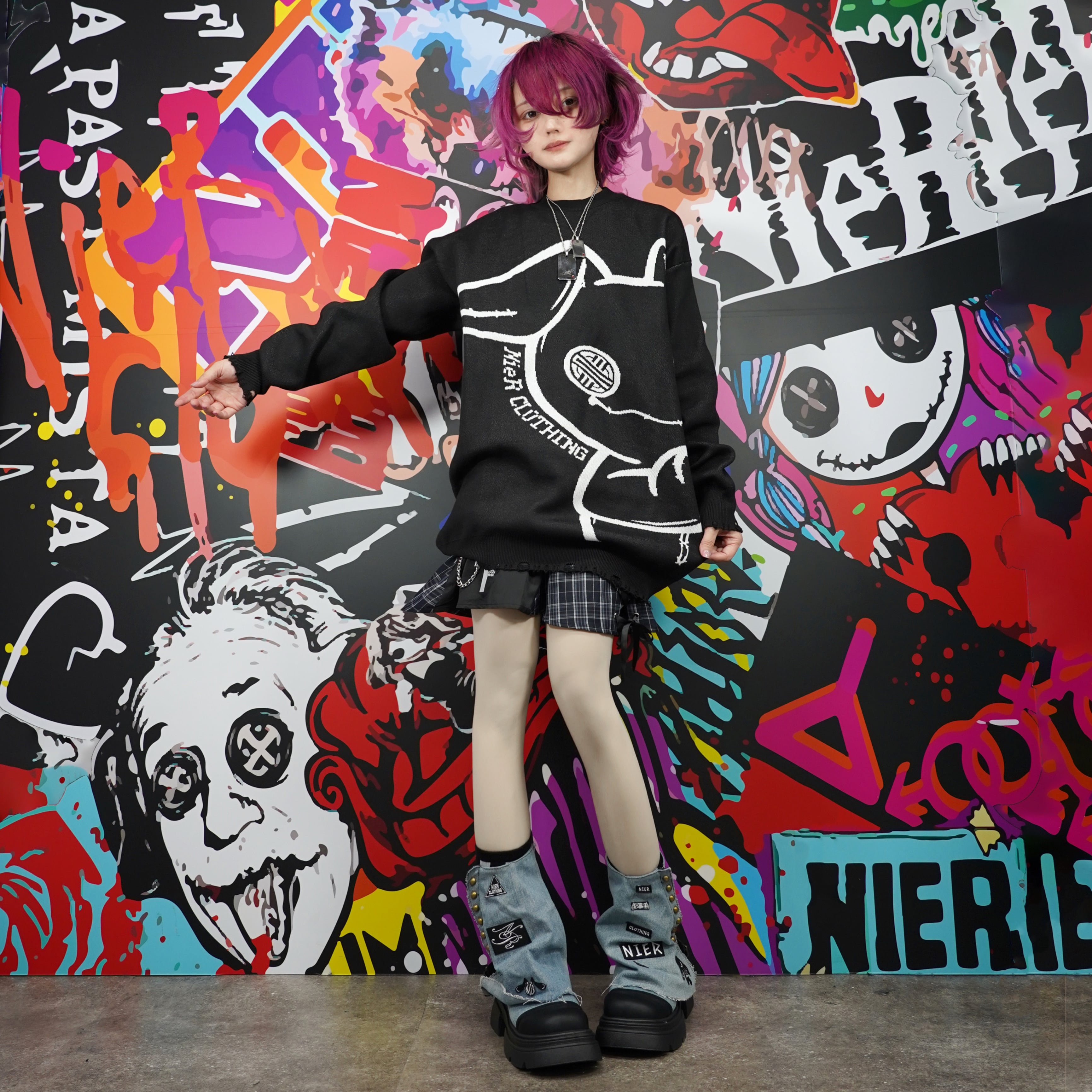 BIG NIER BLACK DAMAGE KNIT | NIER CLOTHING