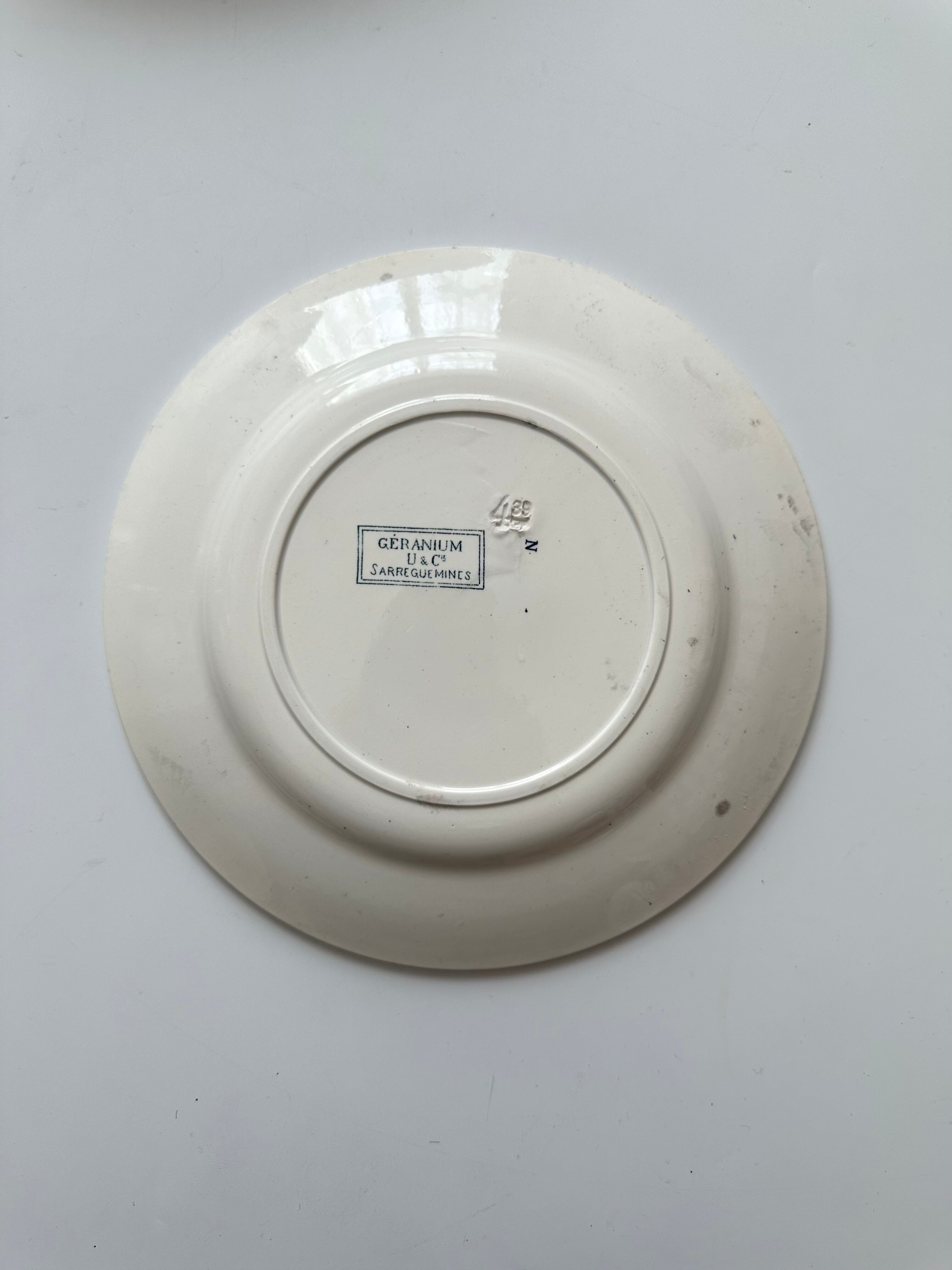 Sarregueminesサルグミンヌ　ゼラニウム　平皿フランス　2枚セット Sarregueminesサルグミンヌ ゼラニウム 平皿フランス 2枚セット