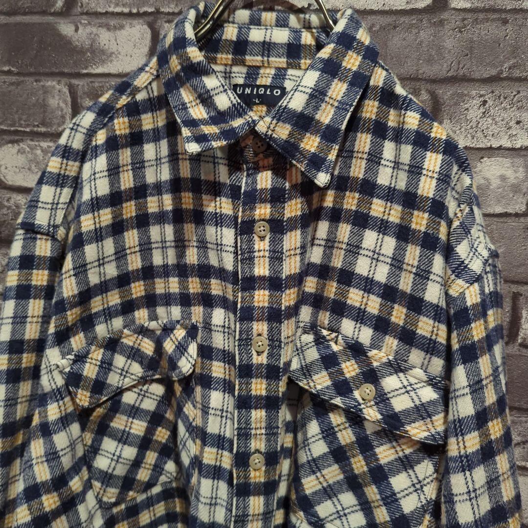 90s古着OLD UNIQLOユニクロ フランネルシャツ ネルシャツチェック柄 