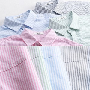 【M-3XL】Fine Stripe Short Sleeve Shirt / ファイン ストライプ 半袖 シャツ