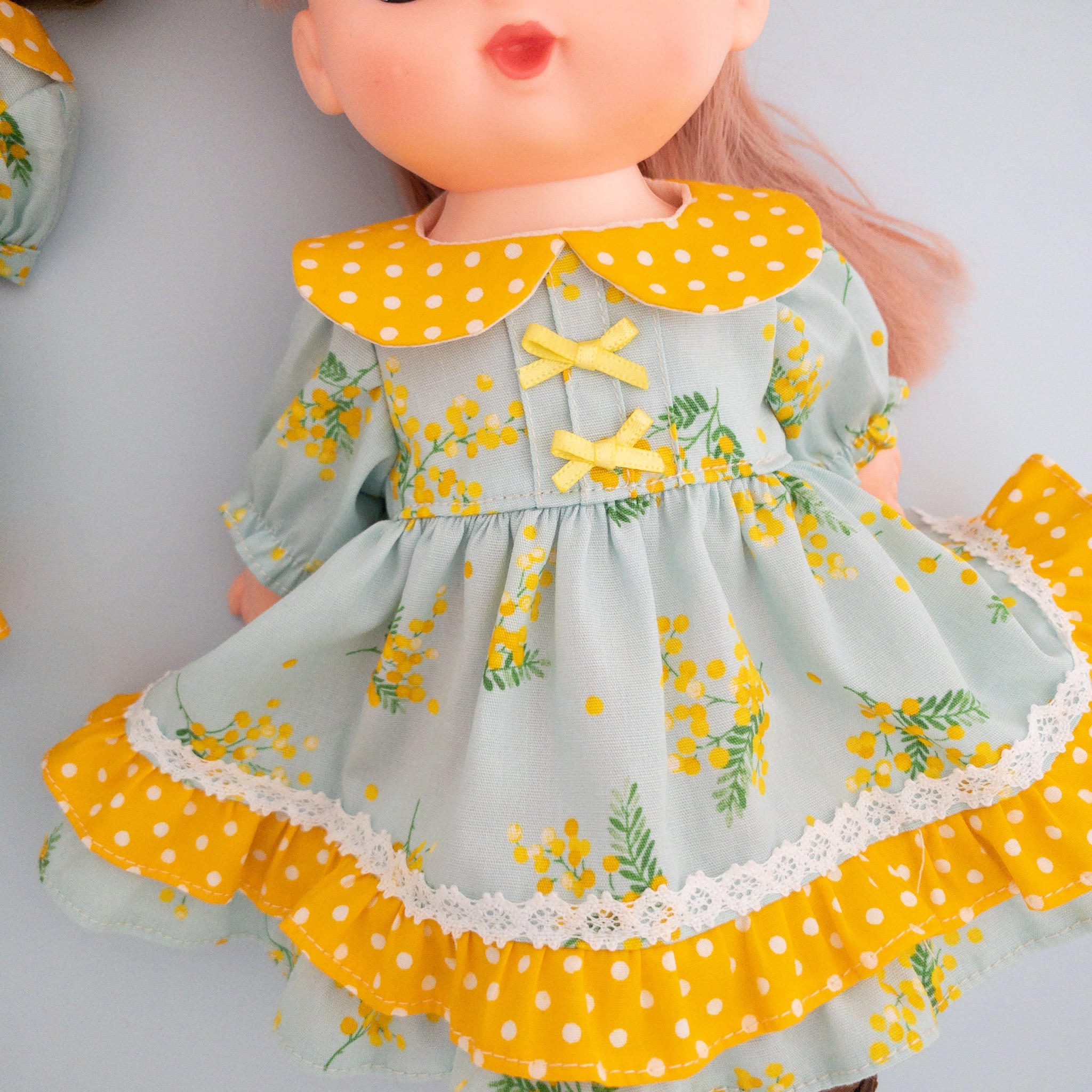 2点セット】リカちゃんメルちゃんお揃いワンピース(黄色ドット