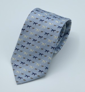 イヌ柄ネクタイ　ブルー